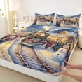 thumbnail image 3 of Manfei Retro Train Full Size Sheets,Cute Cartoon Snowman Bed Sheets,Merry Christmas Sheet Sets For Kids,Super Cozy Room Decor,4-Piece, 3 of 7