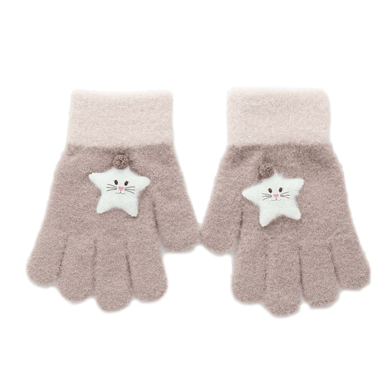 0-3 Years Old Cartoon Baby Boys Girls Gloves Winter Thick Warm Knitted Mittens 