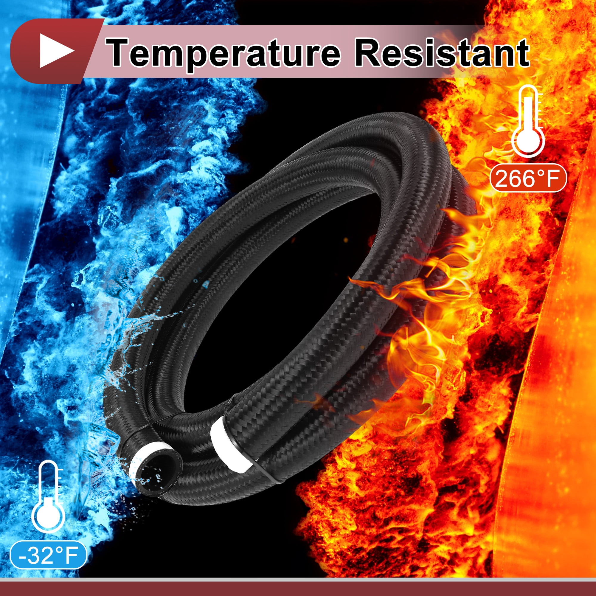 Unique Bargains 10ft AN16 Fuel Line Hose Automotive Fuel Hose Black 1.1"ID 1.4"OD