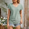 thumbnail image 2 of FRSASU Womens T Shirts Solid Color Short Sleeve V Neck Loose Breathable Casual Summer Tops with Pocket Green, 2 of 9