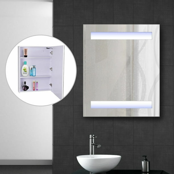 Wall Cabinet Mirror LED Wall Mounted Bathroom Medicine ...