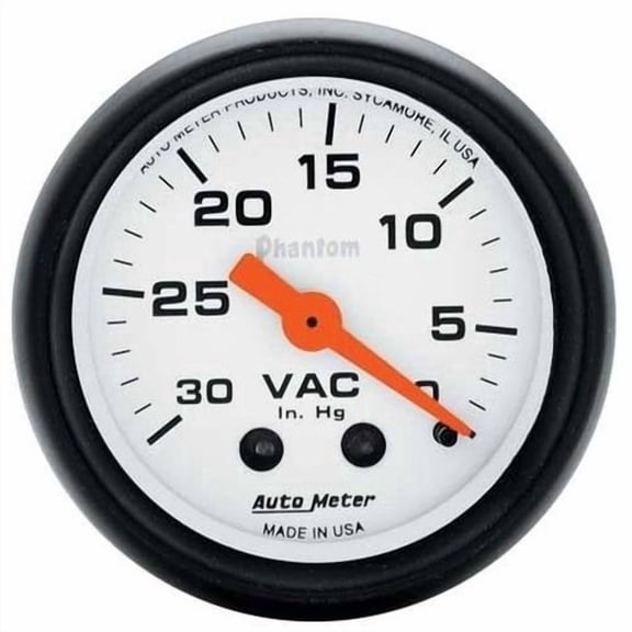 Autometer 5784 Phantom 2-1/16" Vacuum Gauge, 0-30 In Hg,