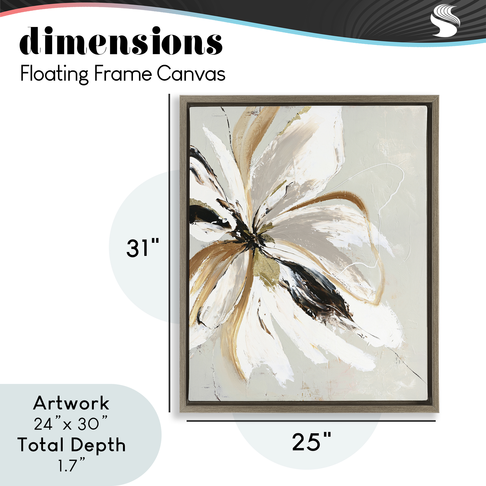 Expressive Cornelia Flower Brown Framed Floater Canvas Wall Art, design by Design Fabrikken