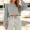 thumbnail image 4 of Enjoytime Sweatshirt for Women Casual Trendy Solid Long Sleeve Crop Top Fall Fashion Comfy Crew Neck Sweatshirts, 4 of 6