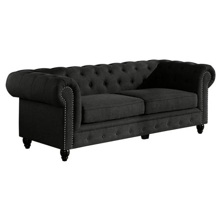 Chesterfield Sofa Bed Sale Baxton Studio Cassandra Modern Classic Rolled Arm Grey Linen Upholstered Chesterfield 3-Seater Sofa ()