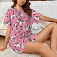 thumbnail image 4 of Fotbe Cute Cartoon Zebra Conjunto de Pijama Estampado para Mujer, 2 Piezas, Ropa de Dormir con Camiseta de Manga Corta y Shorts Suaves-Small, 4 of 6