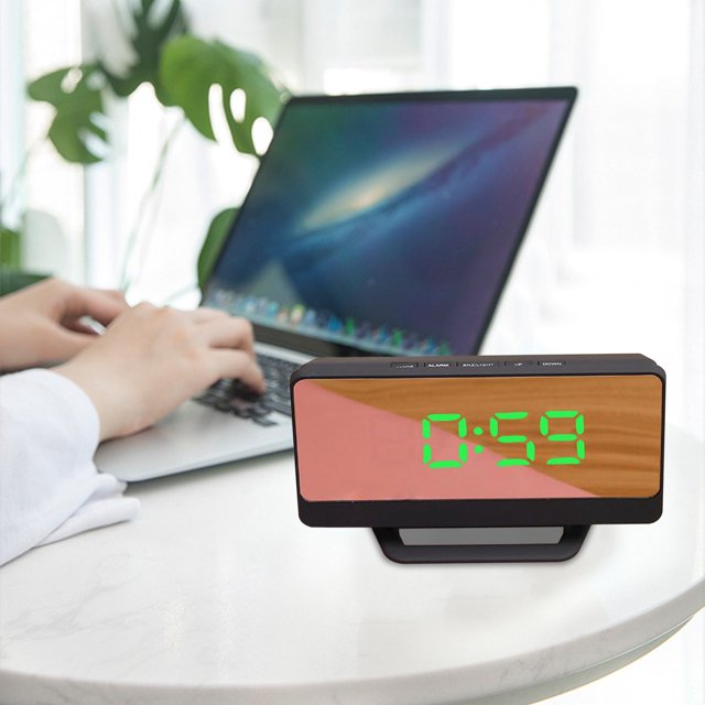 Teissuly Clearance Digital Alarm Clock Simples LED Large Digital Display Fashion Multi-set Alarm Clock Features Desktop Bedside Study Kitchen Clock(Green, 15*8.5*4.5cm) Teissuly WER202308175129