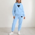thumbnail image 2 of Women's Athletic Valentine's Day Sweatsuit - 2 Piece Funny Bow Graphic Hoodie Jogger Pants Outfit, 2 of 4