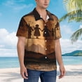 thumbnail image 3 of Vsdgher Vintage Family History Book Print Men's Hawaiian Shirts Button Down Tropical Holiday Beach Shirts Vacation Clothes,Small, 3 of 7