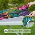 thumbnail image 6 of Colorful Tropical Leaf Pattern Square Fitted Tablecloth with Elastic Edge,Square Table Cover,Washable Elastic Table Cover for Home Kitchen Party Decor 36"x36", 6 of 6