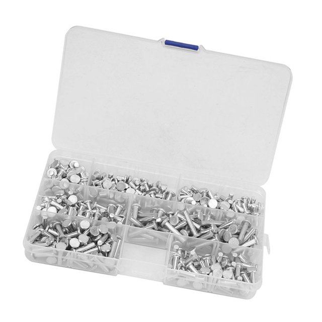 Kit de Rivets, Assortiment de Têtes Plates en Aluminium, Fixation Ferme pour Surface d'Installation avec Résistance à la Corrosion et Longue Durée de Vie