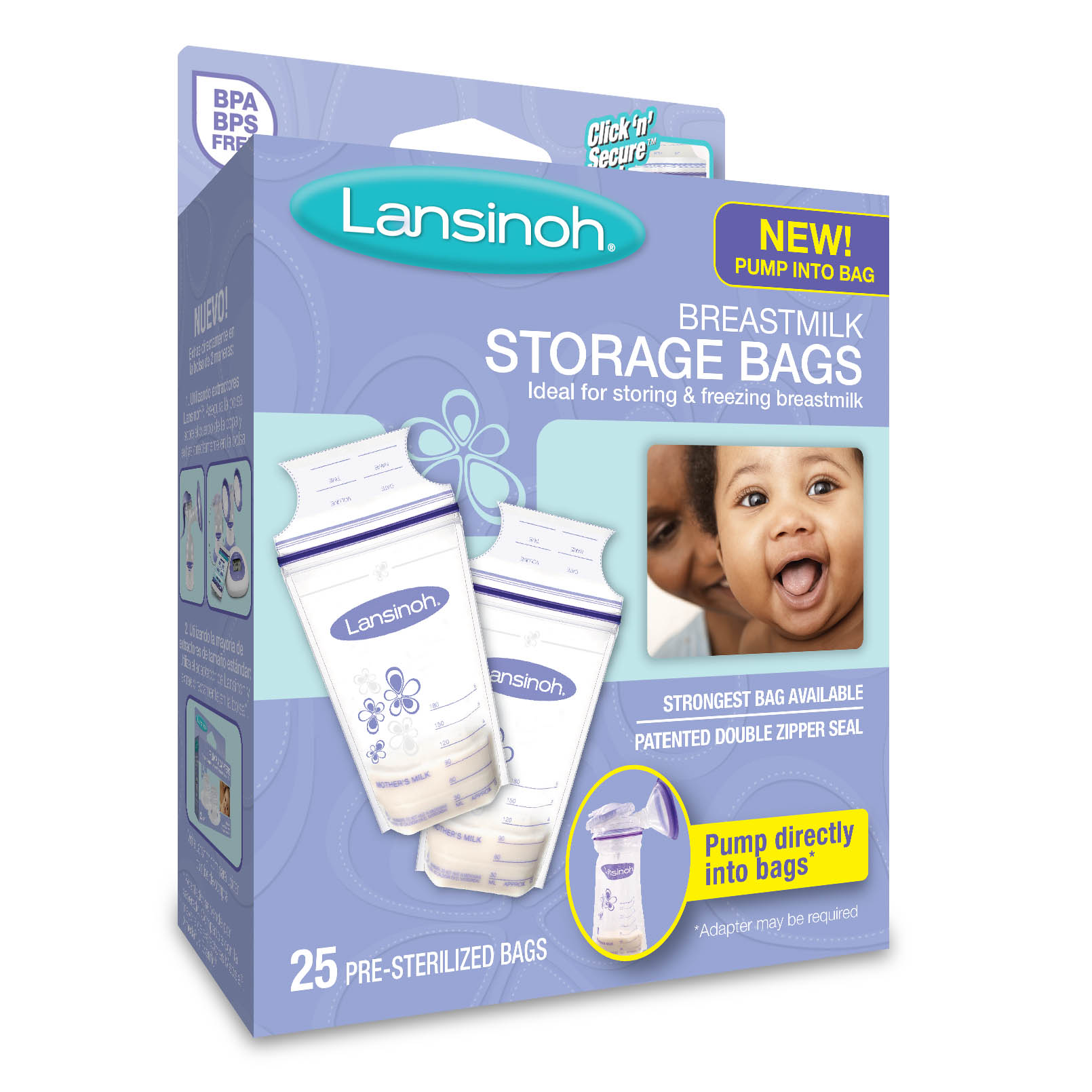 Lansinoh Pre-Sterilised Breastmilk Baby Breast Milk Storage Bags Pouches 25 Pack