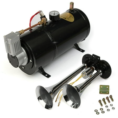 Pressure Supplied Air - airtubing;cartruckpart;aircompressor;horn;airhorn;compressor;Gauge;tubing;Trumpet;truckairhorn Truck 110 PSI Compressor +Air Horn Dual Trumpet Pressure Gauge 12ft Tubing Train