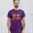 thumbnail image 3 of Tee Hunt Gingerbread Man and Santa Claus Dab Dance T-shirt Merry Christmas Men's Tee, Purple, XX-Large, 3 of 5