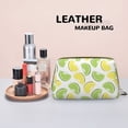 thumbnail image 4 of yellow green Lemon print Makeup Bag, Large Capacity Travel Cosmetic Bag for Women Girls- Travel Toiletry Bag Leather Portable Waterproof Makeup Case Organizer with Handle, 4 of 4