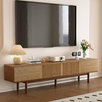 gaoyangjiaju Mid Century Modern 86.6" Solid Wood TV Stand, Ready-to-Use Entertainment Center with Storage, TV Console for Living Room & Bedroom, Walnut