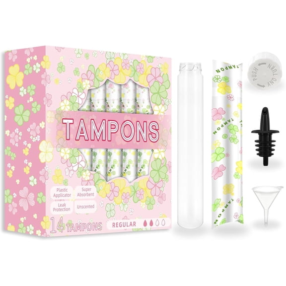 14 Pack Tampon Flasks (21oz Total) Hidden Flasks for Liquor, Hidden Alcohol Container for Cruises,Nightclubs and Sports Events, Leakproof, Discreet & Easy Fill with Funnel