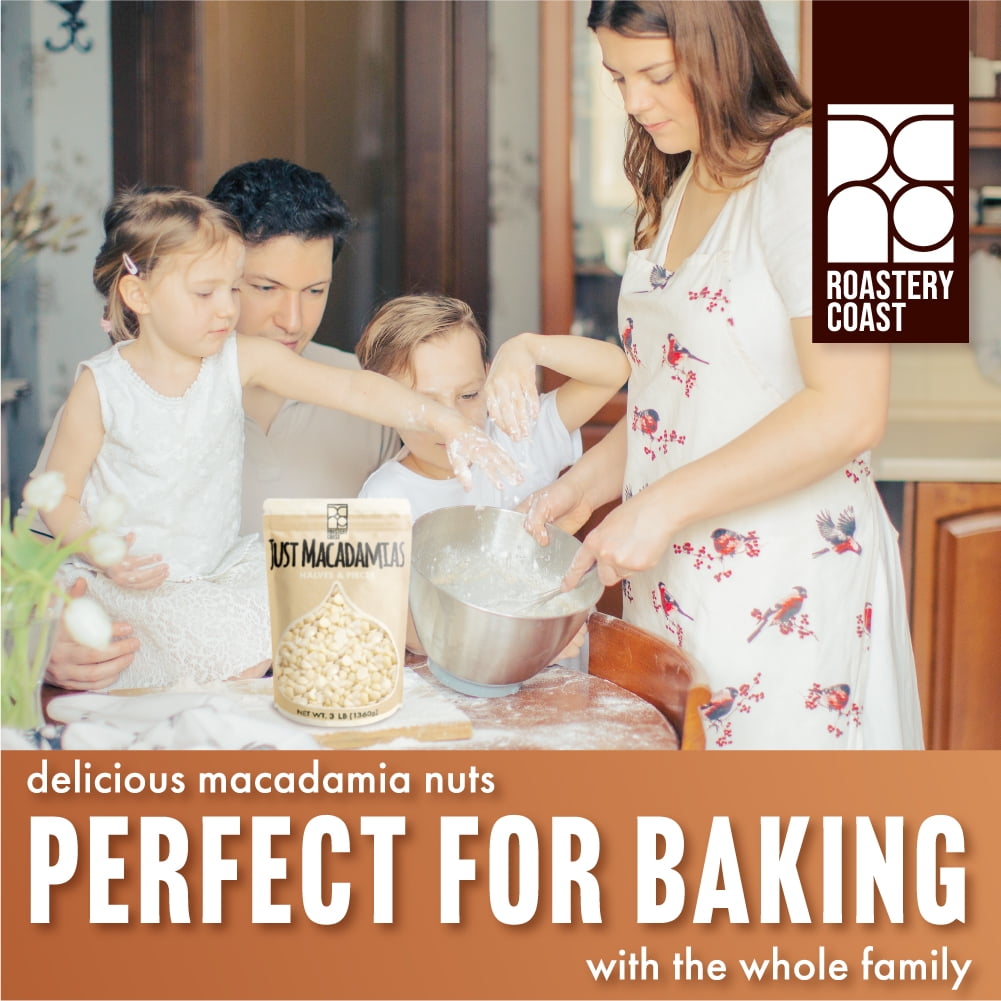 Roastery Coast | Raw Macadamia Nuts | 3 Pounds | Unsalted | Bulk | Snack nuts | Healthy Nuts | Gluten free | Macadamia nut butter | Non GMO | Nut snacks | Unsalted Nuts | Keto snack mix