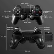 PS2 Controller,2 Packs Wireless Controller Compatible with PS2/PS2 Slim/PS1,PS2 Replacement Wireless Controller with Double Vibration ,Black