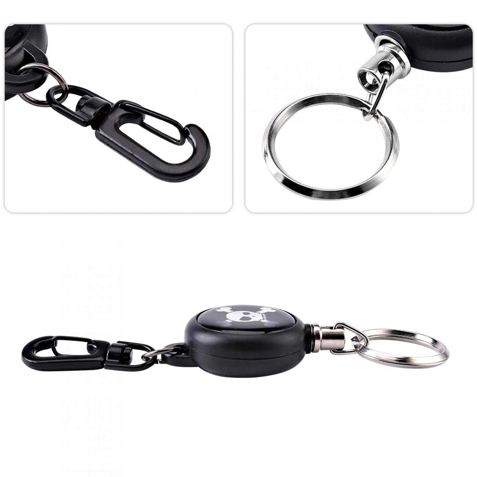 Steel Wire Rope Key Chain Retractable Anti Lost Badge Reel EDC Keyring Black 