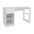 thumbnail image 2 of 47" Wide White Desk with 4 Shelves and 1 Drawer Office Desk for Home Office and Living Room, 2 of 8