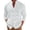 White, variant on hoksml Men's Mandarin Collar Double Breasted Long Sleeve Linen Blend Shirt Breathable Loose Fit Casual Beach Button Down Shirt