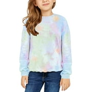 luvamia Girls Tie Dye Sweatshirts Casual Crewneck Long Sleeve Pullover Tops, Sizes 4-13