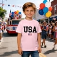 thumbnail image 2 of Ruiwill Big Boy Tshirts 4Th Of July Usa Flag Print Crew Neck Short Sleeve Tees Summer Breathable Independence Day Kids Tshirts Size 12-13 Years Pink, 2 of 4