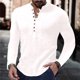 thumbnail image 2 of Mens Casual Long Sleeve Linen Shirt Cotton Linen Blouse Loose Tops T Shirts, 2 of 8