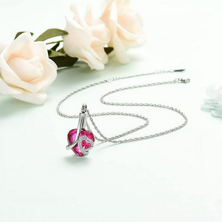 Pack Birthstone Cremation Jewelry Heart Urn Necklace for Ashes