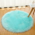 thumbnail image 5 of Mucky Cat Round Rug,Small Circle Faux Sheepskin Fur Rug Fluffy Boho Plush Rug Cute Furry Rugs for Bedroom Cushion Home Decor,Machine Washable,Lake Blue,12"., 5 of 7