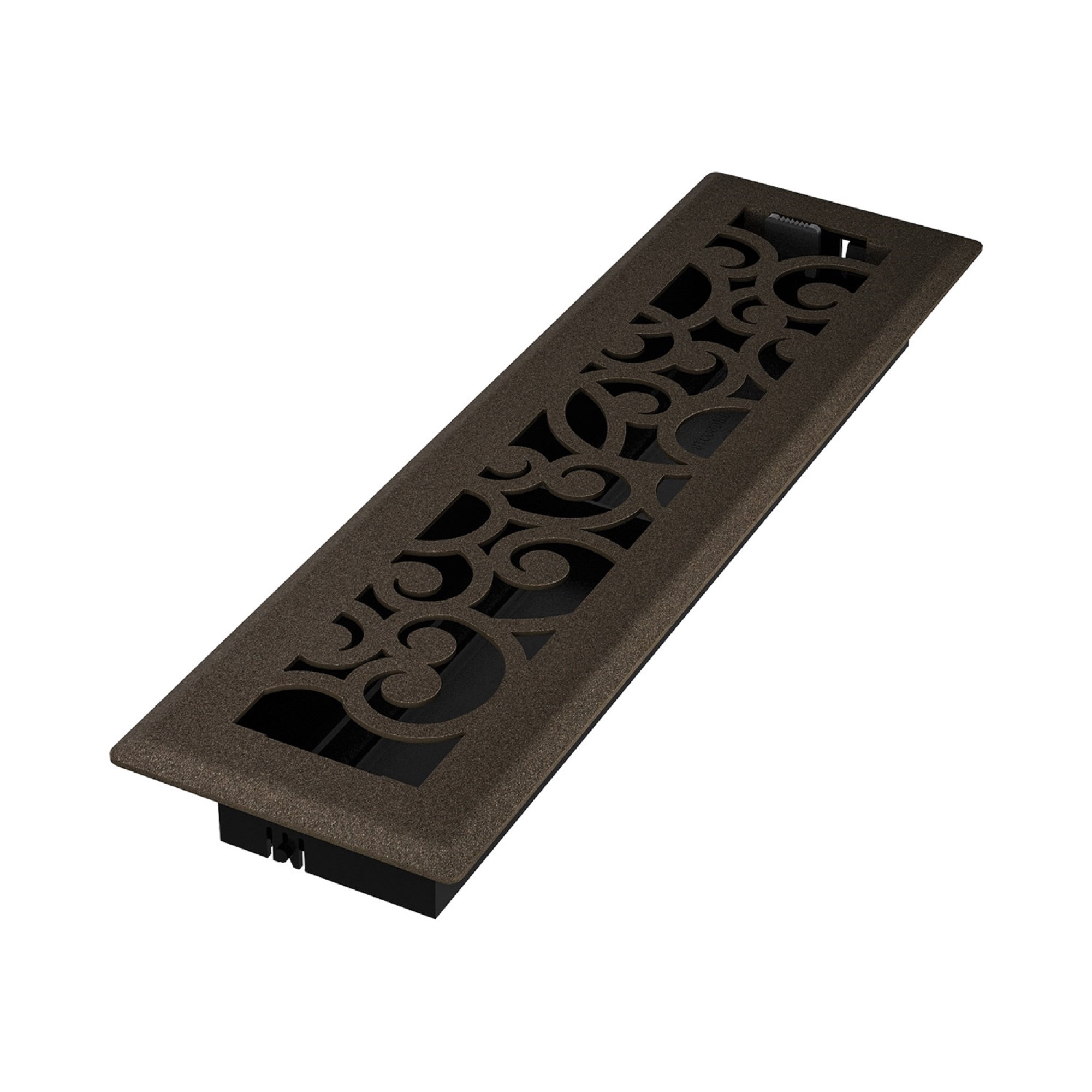 2in x 12in Wonderland Style Bronze Age Metal Heating and Cooling Air Floor Register (2 PACK) - Overall 3 7/16" x 13 1/8"
