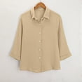 thumbnail image 4 of yievot Womens Button Down Shirts Plus Size 3/4 Sleeve Collared Casual Blouses Lapel Summer Tops, 4 of 7