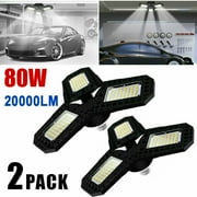 2x 80W 20000LM Deformable LED Garage Light Super Bright Shop Ceiling Light Bulb