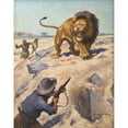 thumbnail image 3 of Stanley Llewellyn Wood 20x24 Black Modern Framed Museum Art Print Titled - Lion Hunter, 3 of 5