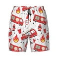 thumbnail image 4 of Lsque Mens Swim Trunks Fire Truck Pattern - Bathing Suit Compression Liner - Beach Swim Shorts Swimwear - (S-3XL) - Stretch Quick Dry -XX-Large, 4 of 9