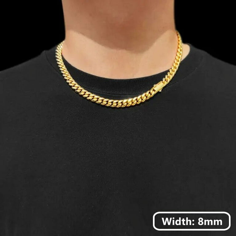 Hip Hop 18k Gold PVD Plated Stainless Steel Necklace Snap Clasp
