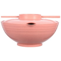 LIOOBO 1Set Pink Ramen Bowl with Lid and Chopsticks Heat Resistant Decorative Kitchen