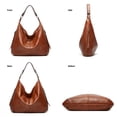 thumbnail image 5 of Faraee Hobos Bags for Women Soft Leather Shoulder Handbag Slouchy Tote Purses Stylish Crescent Casual Work Top Handle Satchel Brown, 5 of 9