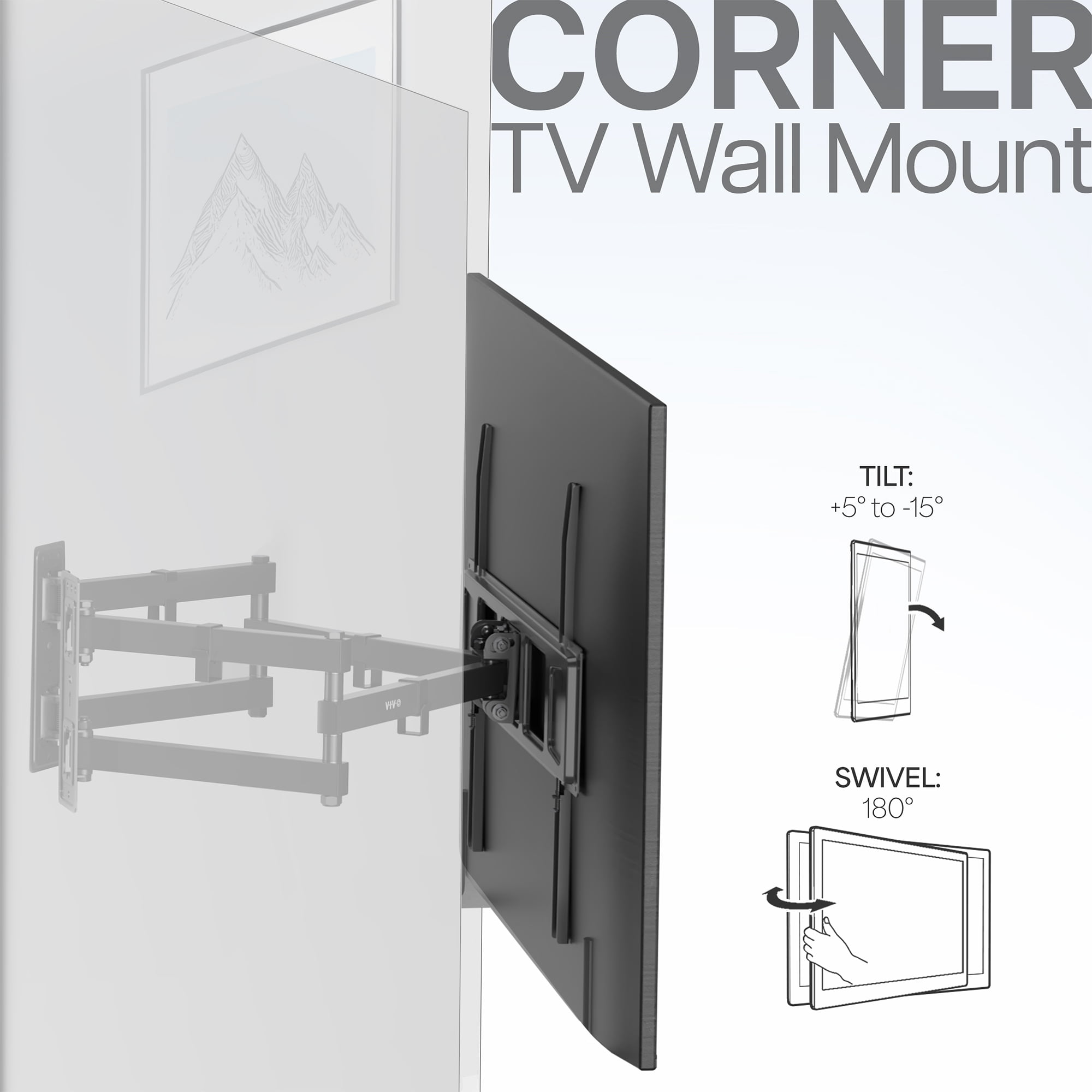 VIVO Full Motion Corner Wall TV Mount Bracket for 32" to 70" Flat Screen