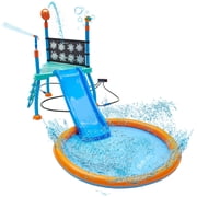 Plum Play Kids Splash Pad Station Water Slide Play Equipment - Outdoor Toddler Water Toys, Sprinkler Pool for Kids, Backyard Water Park with Bubble Blower, Water Reveal Coloring Wall Ages 3 Years+
