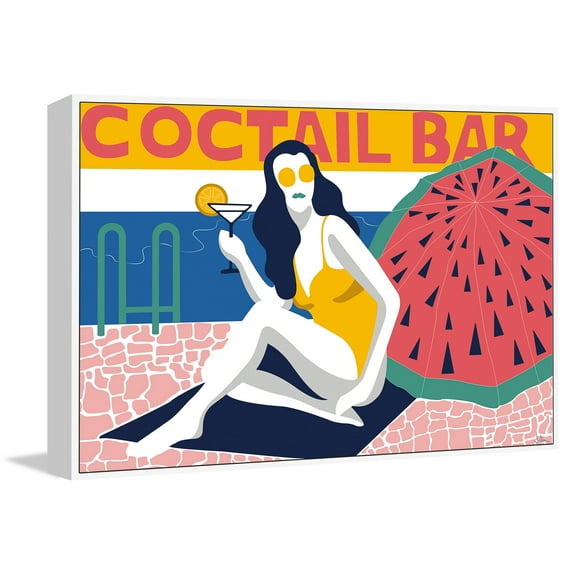 Cocktail Bar Floater Framed Painting Print on Canvas