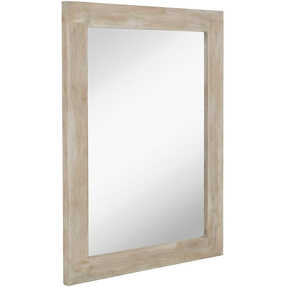 Hamilton Hills White Washed Wood Framed Mirror 30" x 40" Vanity Mirror Rustic Beach Feel