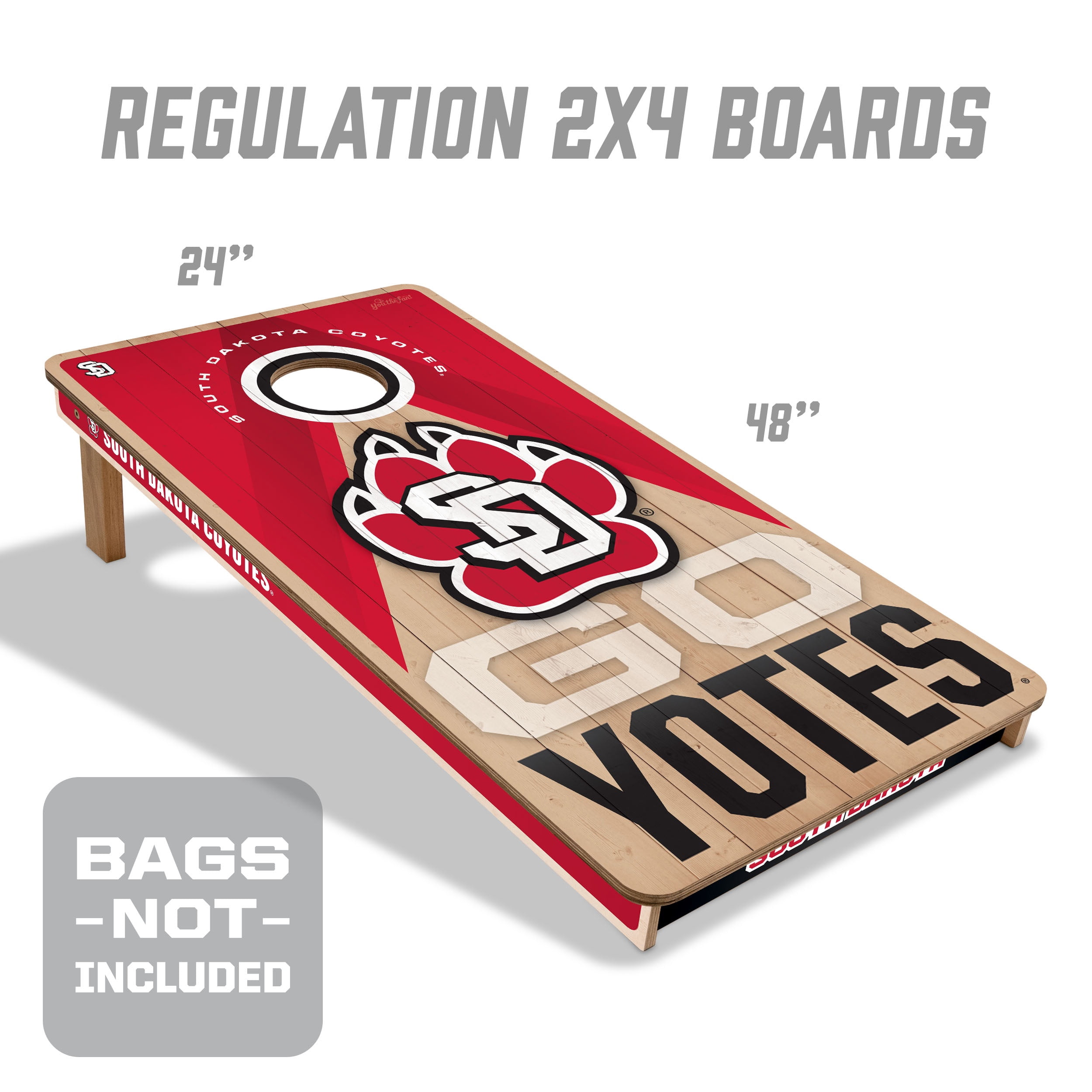 YouTheFan NCAA S Dakota Coyotes 2X4 Slogan Series Cornhole NO BAGS