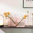 thumbnail image 7 of PORPAN Purse Vase, Glass Bag Vase, Pink Glass Vase, Modern Flower Vase, Aesthetic Vase for Flowers, Decorative Vase with Embossed Pattern for Wedding, Living Room, Bedroom, Table, Office(Round), 7 of 7
