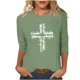 thumbnail image 3 of TaTaai Womens Casual Easter Cross Printed Blouse 3/4 Sleeve Round Neck Loose Fit Top Fashion Soft Comfortable Lightweight Shirt for Spring Summer Daily Gift, 3 of 6