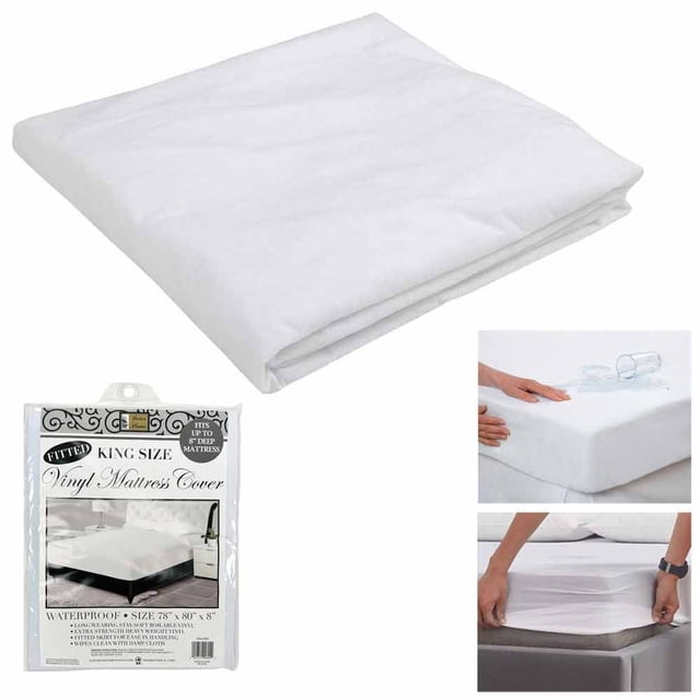 Funda protectora de colchón impermeable tamaño king de vinilo impermeable y ajustada