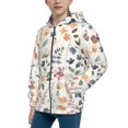 thumbnail image 2 of Picia Watercolor Floral for Boys Fashion Full-zip Hoodies & Sweatshirts with Kangaroo Pocket,Zip-up Hooded Sweatshirt for Kid, Moisture Wicking & Breathable-Medium, 2 of 6