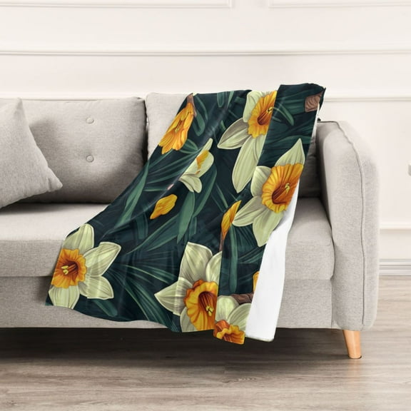 Beautyful Yellow Flowers Throw Blanket 60" x 90" Soft and Warm Blankets for Couch Sofa and Bed