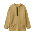 thumbnail image 4 of NTACZA Fall Sweatshirts for Women Half Zip Cozy Hoodies Drawstring Long Sleeve with Pockets Daily Outfits Khaki XXL, 4 of 9